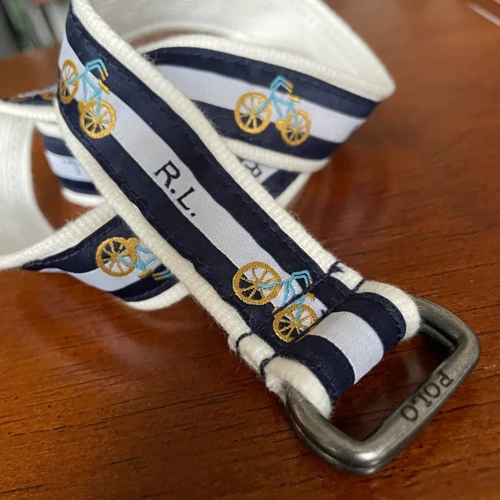 Polo Ralph Lauren child size 4T canvas double d ring belt bicycles